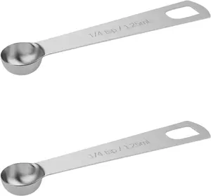 2 count 1/4tsp (1.25ml) Single Measuring Spoon, Stainless Steel Individual Teaspoons Only