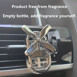 Car Perfume Diffuser Empty Bottle, DIY Scentable Air Vent Fan Rotating Car Fragrance Container, No Essential Oil Liquid Included