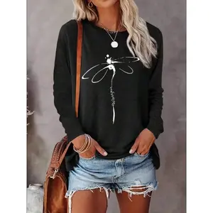 Stylish Dragonfly Print Top