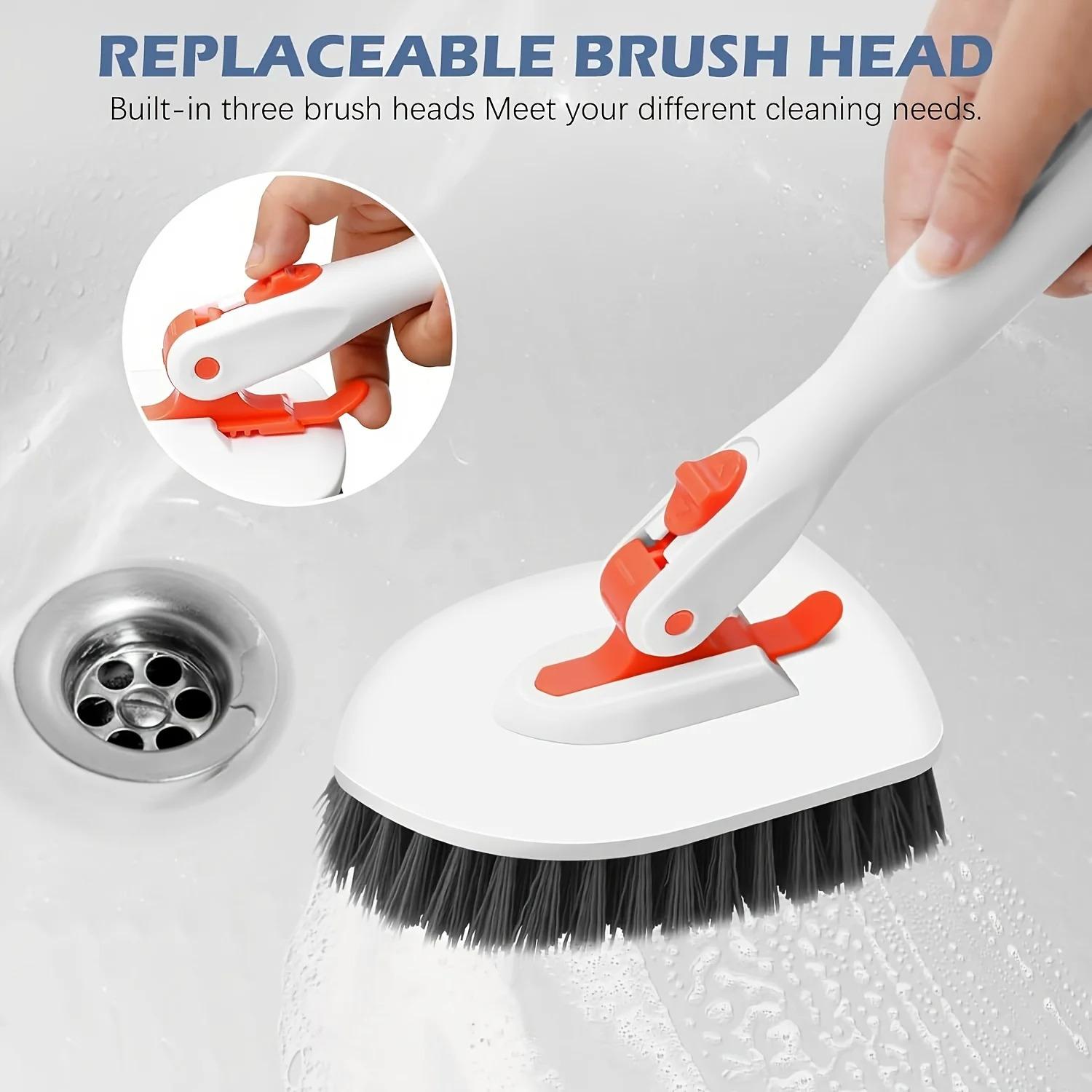3 in 1/4 in 1 tile bathtub floor brush with 52 "adjustable long handle shower cleaning brush and 3 removable replacement brush h