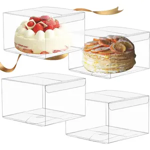 40 Pack Clear Boxes for Treat,Transparent Favor Candy Bakery Mini Cookie Boxes Donut Dessert Macaron Pastry Gift Packaging Box Container for Wedding Baby Shower Birthday Party(4" x 4" x 2.5") Bakeware Utensils
