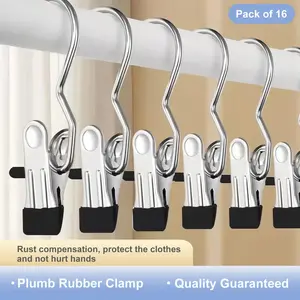 20 Pack Rustproof Clothespins, Ultimate Lightweight Hanging Travel Rack for Home and Other Places, Space Saving Hat Rack and Trouser Organizer with Laundry Hooks Smooth hanger clothes clips Stainless Steel