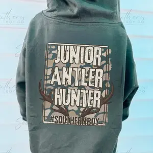 YOUTH Junior Antler Hunter Boy's Hoodie, Southern Boy Co Hoodie, Toddler Boy Clothing Stuff, Local Boy Sweater, Youth Hoodie, Gift For Son shirts men Graphic T-Shirt Crew Neck tees dad gift shirt