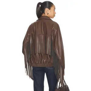 Lovers and Friends Sanna Faux Leather Jacket in Chocolate Brown