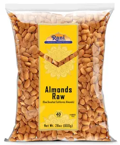 Rani Almonds, Raw Whole With Skin 28oz (800g) ~ All Natural | Vegan | Kosher | Gluten Friendly | Fresh Product of USA ~ California Shelled Almonds