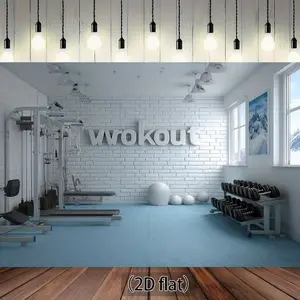 1pc 2D Flat Gym Backdrop Banner Modern Workout Facility Decoration with WOOUT Text Fitness Center Party Decorations for Gyms Birthdays Photo Booths No Electricity Needed Easy Hang Flat Poster Ideal for Personal Trainer Hanging Ornaments