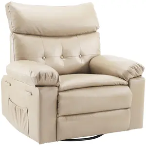 GAOMON Oversized Extra Wide Recliner Chair - PU Leather Manual Recliner for Adults, Comfy Reclining Chair with Overstuffed Arms and Back, Side Pocket, Single Sofa for Living Room, Bedroom