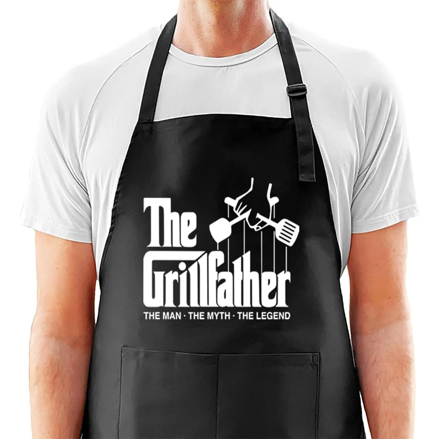 Funny Grill Aprons for Men - The Grillfather,Funny Chef Cooking Grilling BBQ Apron with 2 Pockets - Birthday, Father's Day, Christmas Gifts for Dad Shirt Workwear Uniforms
