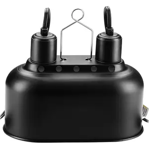 Dual Reptile Light Fixture, Aluminum Reflector Dome Lamp Cap, Combo Heat-Lighting Lamp Double Sockets Bulbs Holder with Independent Switches, for Amphibians Terrarium, Turtle Tank