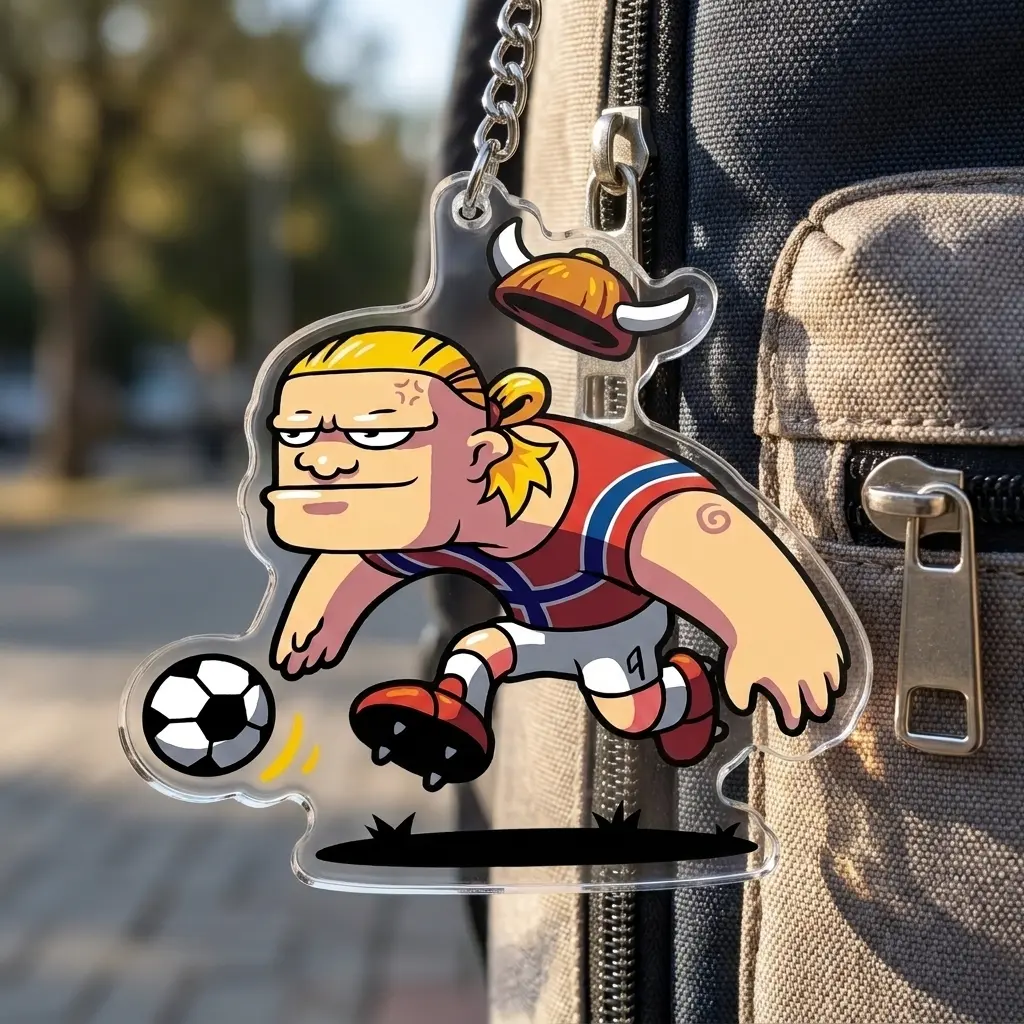Haaland Viking Soccer Star Acrylic Keychain - Cute Chibi Football Fan Keyring