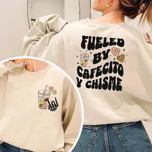 Fueled by Cafecito Y Chisme, Cute Pan Dulce and Coffee Tee, Spanish but First Cafecito Chisme, Cafecito & Chisme Shirt, Mexican Latina Shirt