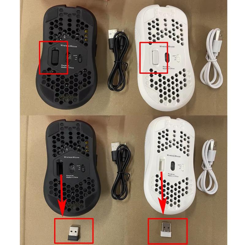 2.4G Wireless Mouse with RGB Backlit 6-Button 3-Speed DPI Type C Rechargeable Ergonomic Honeycomb Design Gaming Mouse SZKOSTON