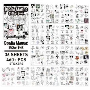 Doodle Memes Sticker Book,Doodle Expression Sticker Book,Abstract Expression Stickers ( Series)-Scrapbook, Collage Art Supplies, Stickers Kit,460 Hand-Drawn Stickers for Journaling & Expressing Your Mood, Perfect for DIY Crafts, Planners & Scrapbooking