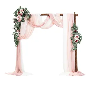 VEVOR Artificial Wedding Arch Flowers Kit,  Pink Wedding Arch Flowers with Drapes Kit (Pack of 5) - 2 Pcs Floral Arrangement, 3 Pcs Sheer Drapes, for Ceremony Bouquets Reception Backdrop Decoration