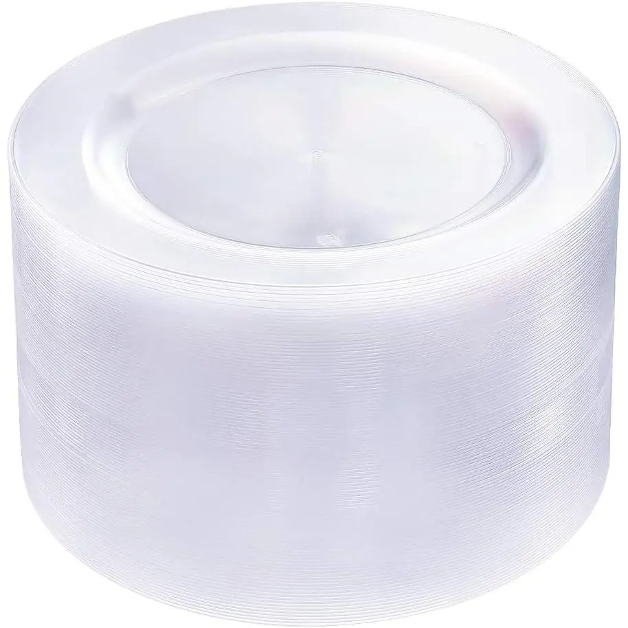 100 count Clear Plastic Plates -10.25inch Disposable Dinner Plates-  Weddings& Party Plates