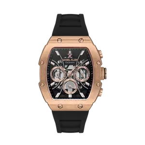 Daniel Klein Men Rose Gold/Black Rubber Watch