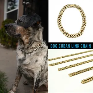 Diamond Cuban Link Pet Collar Necklace - Gold, Silver