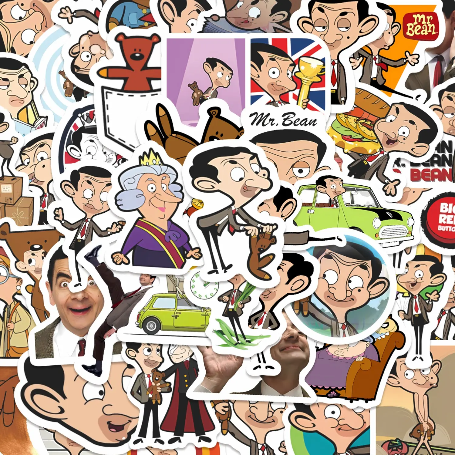 50pcs Mr. Bean Cartoon Stickers Pack, Waterproof Classic Comedy ...