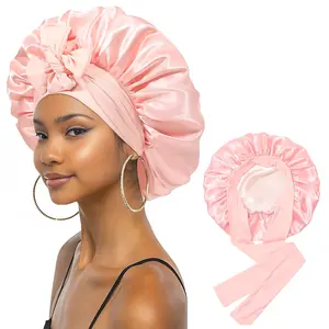 Double Layer Silk Bonnet for Haircare - Soft & Practical Sleeping cap with Elastic Tie Band for Curly & Natural Hair