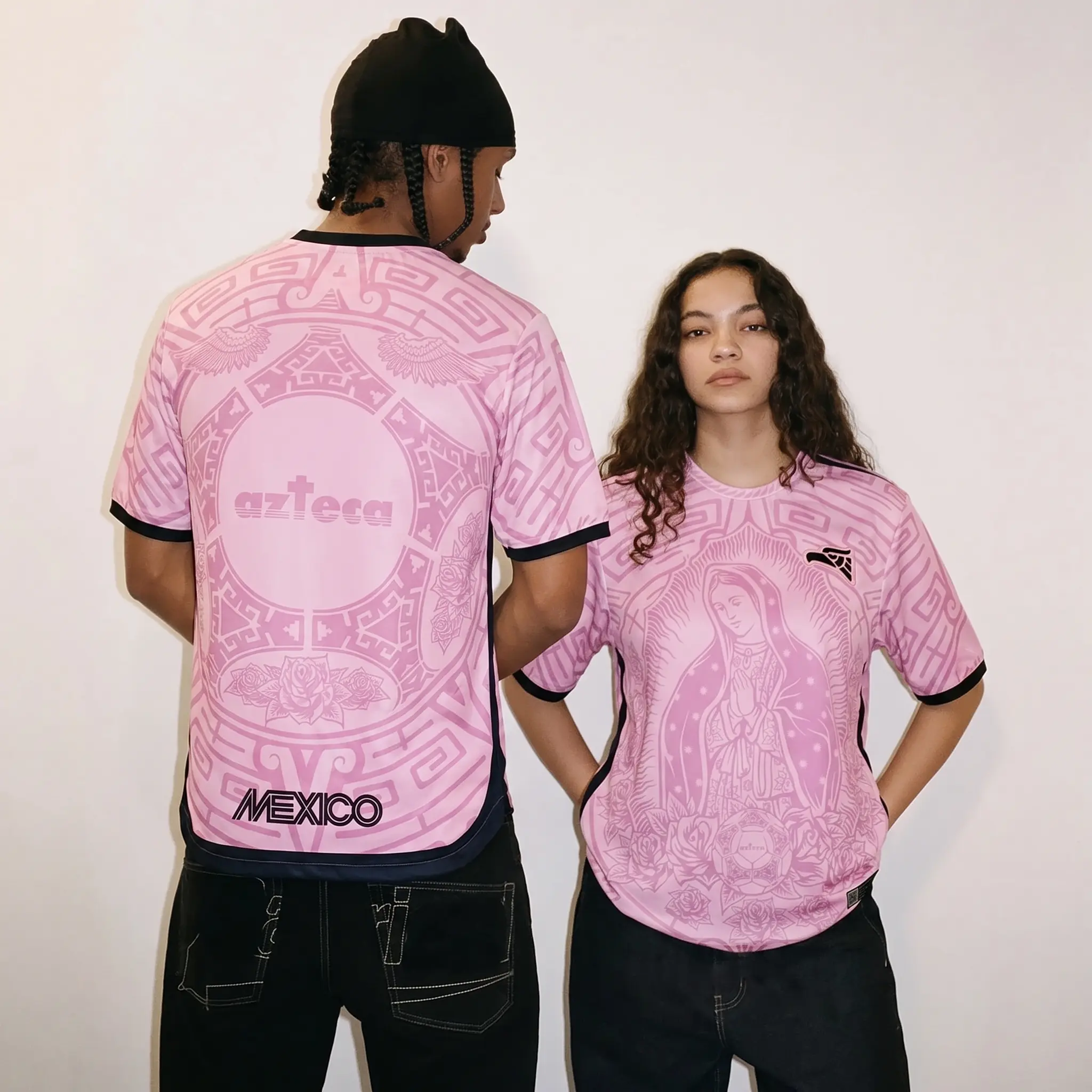 Mexican Heritage Lady of Guadalupe Soccer Jersey, Pink Virgen de Guadalupe 2026 Mexico Fan Shirt, All Over Print Football Jersey for Men and Women, Catholic Cultural Sports Top, Game Day Gift for Proud Mexican Soccer Fans and Supporters