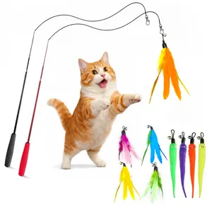 ZOYTEN Interactive Cat Toys - Retractable Wand Toy and Feather Toys Refills for Indoor Cats to Chase and Exercise