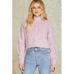 Pretty in Pearls Lavender Mock Neck Sweater