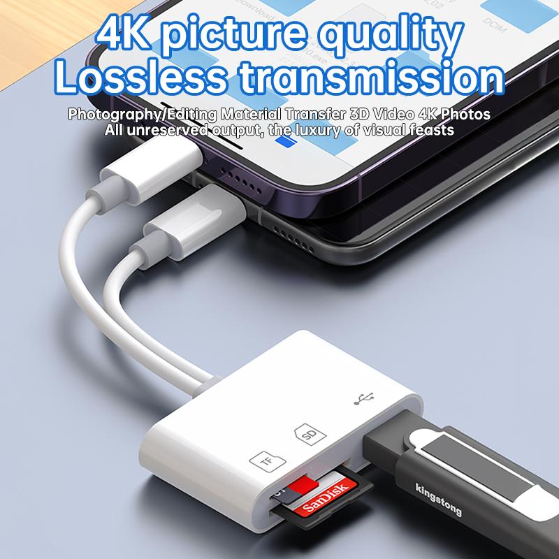 WESECUU SD Card Reader for iPhone, Digital Camera Adapter iPhone, Lightning to USB Adapter, 3 in 1 iPhone SD Card Reader, Camera Adapter to iPhone, Micro SD Card Adapter for iPhone 14/13/12/11/X/8/7/iPad
