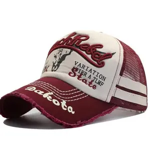 Vintage Trucker Hat Distressed Baseball Cap Breathable Mesh Snapback Adjustable Unisex Summer Outdoor Casual Streetwear Cap