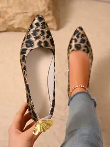 Women's Fashion Leopard Print Mary Jane Shoes, Classic Vintage Pointed Toe Buckle Design, Soft Flat Sole, Comfortable Casual Commuter Flats, Leopard Pattern