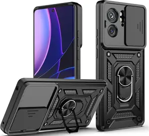 Phone Case for Motorola Edge 2023 Case,Moto Edge 2023 Case with Stand Kickstand Ring and Camera Cover, Military Grade Shockproof Protective Cover for Moto Edge 2023 (Black)