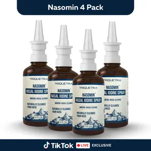 4 Pack Nasomin Nasal Iodine – Nasal Cleanse– Neutralize Nose - Iodine + Fulvic Acid Blend -100% Natural Mineral Complex – (2 oz. Bottle+Nasal Sprayer) Oral Daily