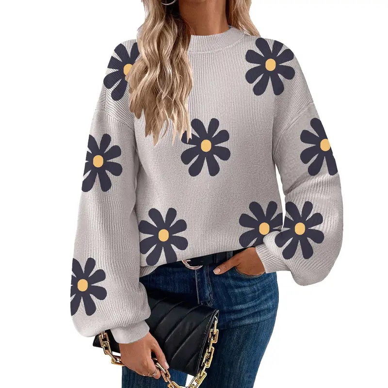 Dealsforyoudays Sweaters for Women Fall Fashion 2025 Trendy Long Sleeve Turtleneck Pullover Lantern Knit Sweater Tops