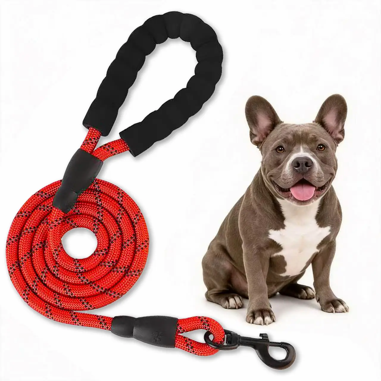Dog Safe Walking Leash - 5FT Reflective Rope, Padded Handle, Heavy-Duty Metal Clasp, Universal Fit Comfortable Durable Lead for Small to Large Dogs, No-Pull Anti-Burst for Daily Walks & Basic Training