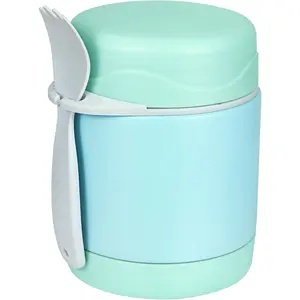 10oz Soup Thermo for Hot  ,Lunch Thermo   Jar with Spoon Hot Insulated  Containers,Leak Proof Stainless Steel Wide Mouth Lunch  Thermo Jar for School(Mint-Green)