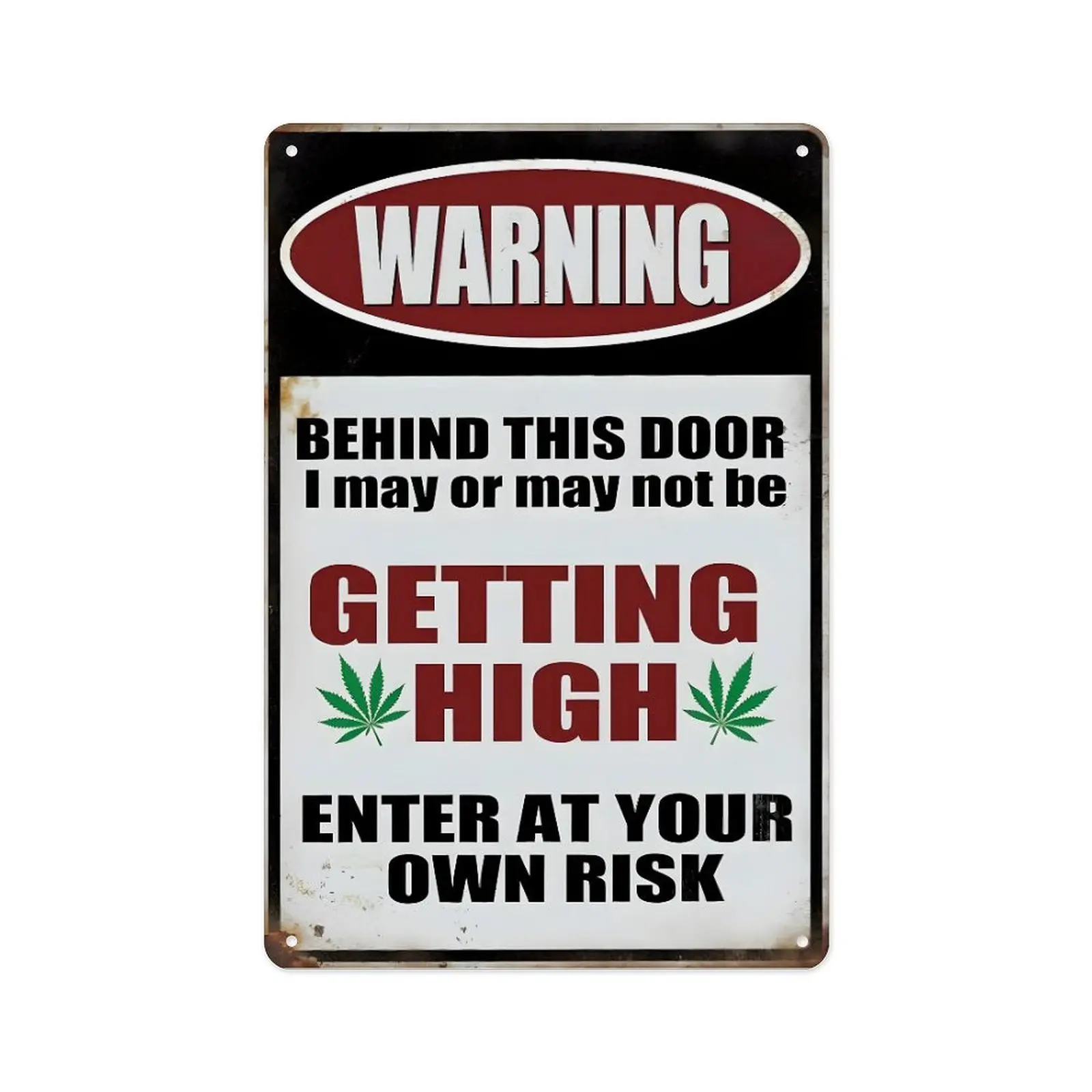 Vintage Funny Warning Aluminium Tin Sign - Enter At Your Own Risk Wall Art, Retro Humor Home Decor for Man Cave, Novelty Gag Gift