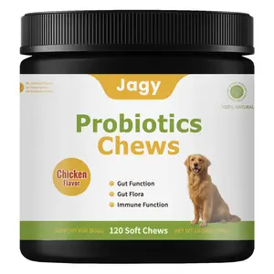 Jagy Natural Probiotic Chews for Dogs - 120 Gut-Soothing Treats with Enzymes to Ease Gas, Bloating & Tummy Upset - Health Support
