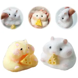 X-SRD16 2pcs Squishy Hamster Squeeze Toys,3inch Big Cute Soft Hamster Squishy Toys,Stress Relief Squishies for Kids Party Favors, Pinch Family, Fidget Toys Suitable Adults Kids Big