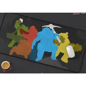 DEEP ROCK GALACTIC - ''The Crew'' Premum Desk Mat  - Anti-Slip Base - Stitched Edges - High accuracy clicks - High Quality Material