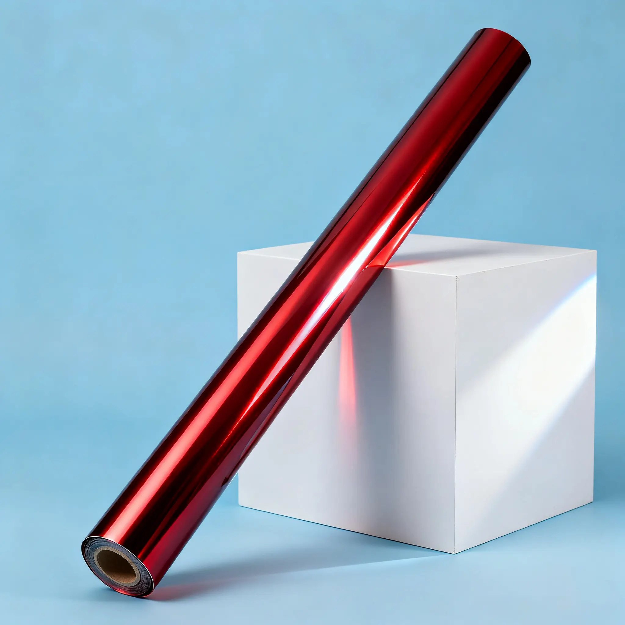 Chrome Red Car Wrap Vinyl Roll - 12in x 60in or 58in x 60in Sizes, High-Gloss Metallic Mirror Finish, Premium Cast PVC Film with Anti-Corrosion Treatment for Automotive Exterior Decoration
