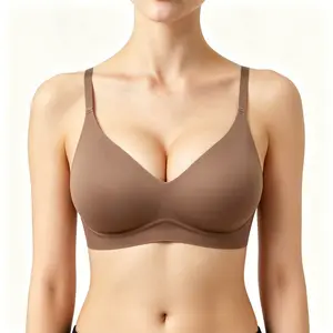 XCVIA Womens Jelly Bra Seamless No Underwire Comfort Bras Buttery Soft Wireless Bralette Full Coverage Everyday Bra Womenswear Wire-Free Deep V