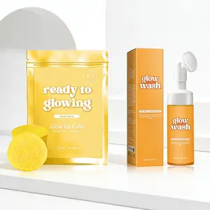 Glowing Skin Care Kit - Ready-to-Use Wash, Free Turmeric Pads, Sweet Lemo Brightening Pads for Healthy Skin Complete Routine