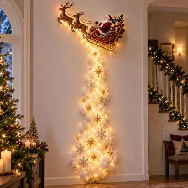 LED Christmas Magic Trail Wall Light - Cascading Festive Decor, Indoor Wall-Hanging Holiday Home Accessory, Gifting Option