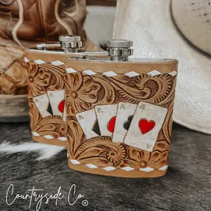 Gambler Tooled Leather Flask Gambler Tooled Leather Flask