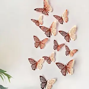 3D butterfly wall stickers, self-adhesive home decor stickers, magnetic refrigerator stickers, waterproof and moisture-proof creative wall stickers, wedding and party room decoration stickers that won't damage walls.