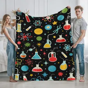 Science Chemistry Pattern Fleece Blanket for Home and Dorm Use Ideal Gift for Science Enthusiasts and Students Perfect for Birthday Christmas and Graduation Presents Suitable for Science Lovers and Study Environments Cozy Comfortable Warm Throw Blanket