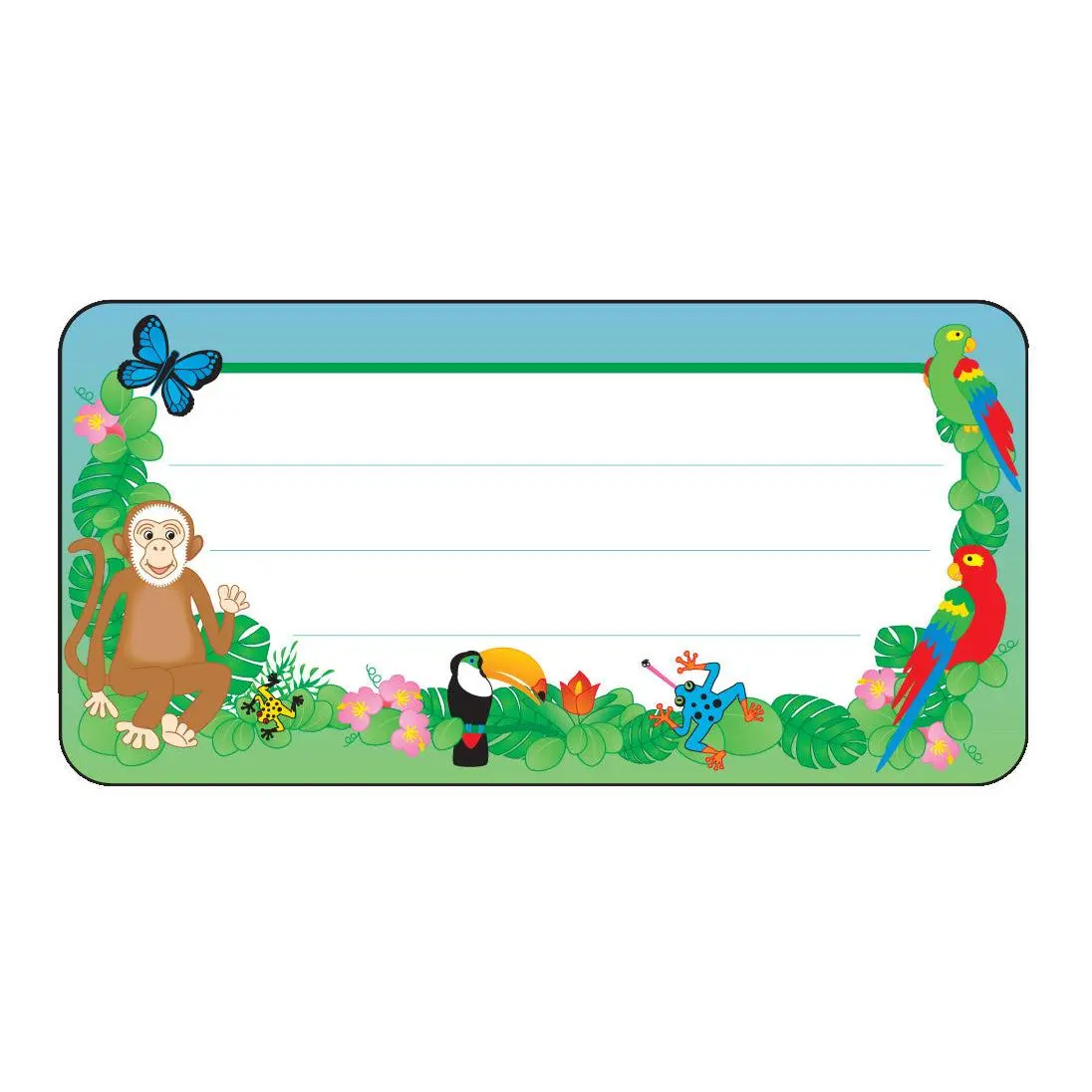 SHAPES ETC. Nametag - Rainforest, 1 5/8" x 3 1/4" Identification Badge Accessory, Address Labels, Cubby Markers, Desk Tags for Office Stationery Supplies