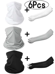 6Pcs-Ice Silk Sun Protection Scarf Summer Cycling Shade Essential Breathable Arm Sleeve Car Driving Guard Long Unisex Sleeves