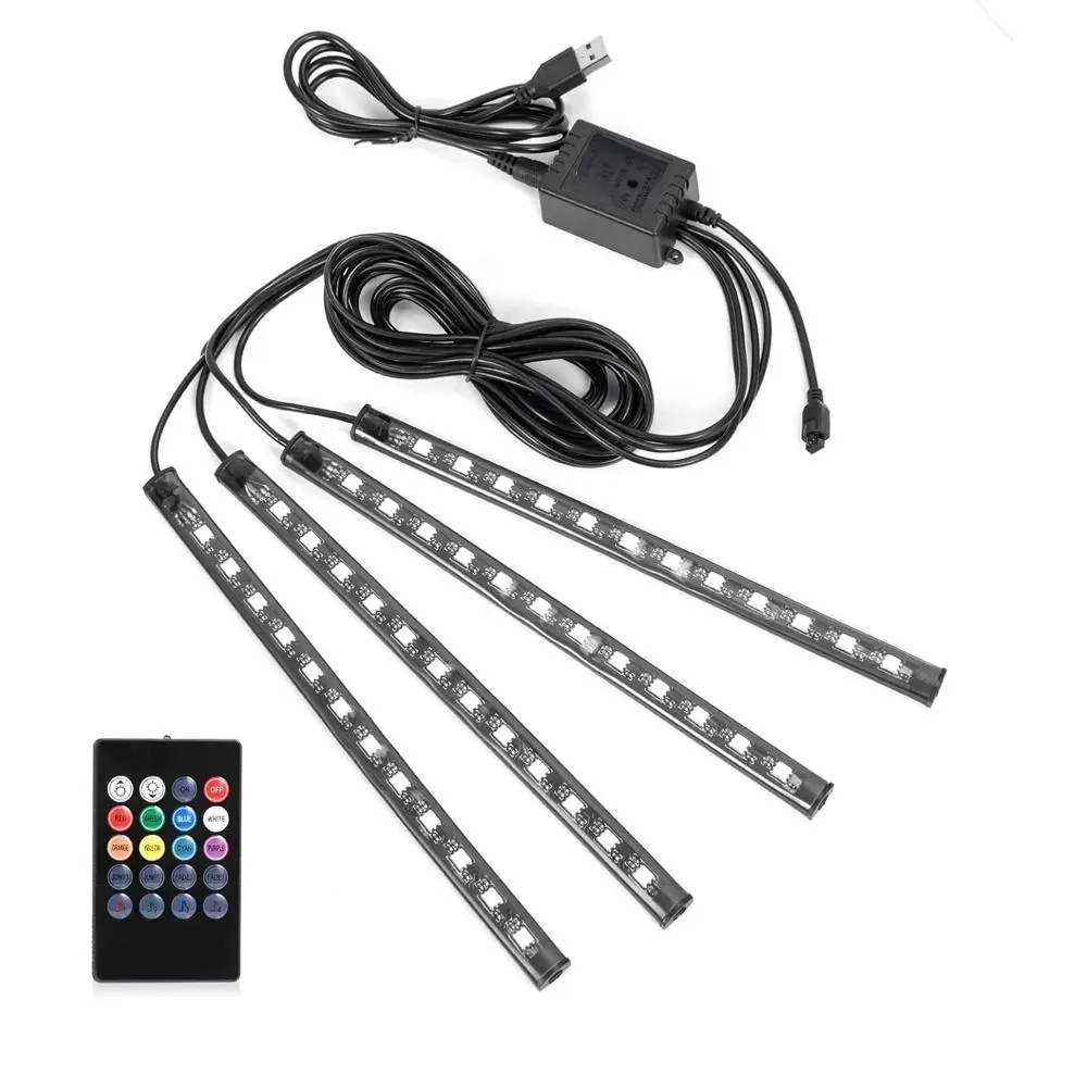 Neon LED Car Interior Strip Light with USB Power and Remote Control, RGB Color Changing Decorative Light for Home and Holiday Music Sync, Multifunctional Ambient Lights
