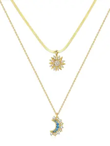 Sun and Moon Necklace Set, a pair of gold sun and silver moon love necklaces, couple's wedding rings, a starry sky gift for her, a two-piece set, Trendy Charm Necklaces