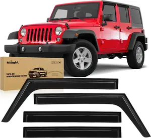 Nilight Window Rain Guards for Jeep Wrangler JK 2007 2008 2009 2010 2011 2012 2013 2014 2015 2016 2017 2018, Window Wind Deflectors Vent Visors, Tape on-4PCS, Acrylic summervibes Auto Accessories Car Accessories